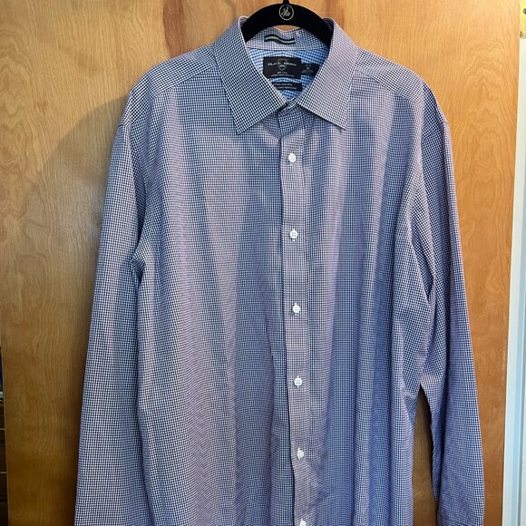 Full Cotton High Quality Button Down // Black Brown Fitted Non-Iron Men's XL - Picture 6 of 7